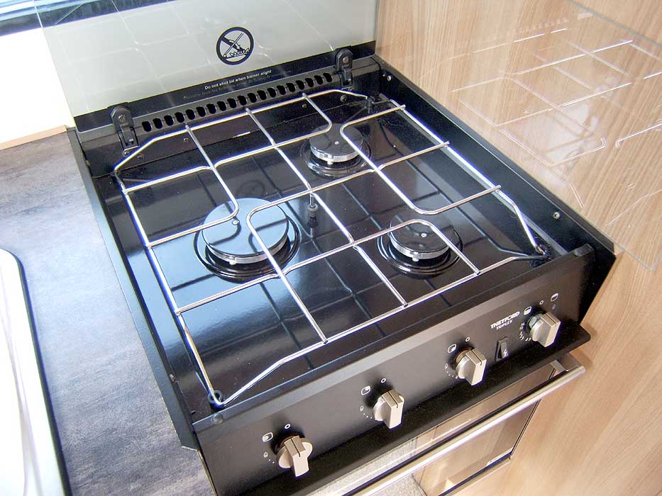 The Thetford hob unit with 3 gas burners.